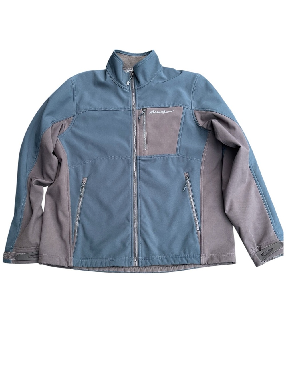 Eddie Bauer Teal Blue/Grey Softshell Fleece Lined Water Resistant Jacket (L)